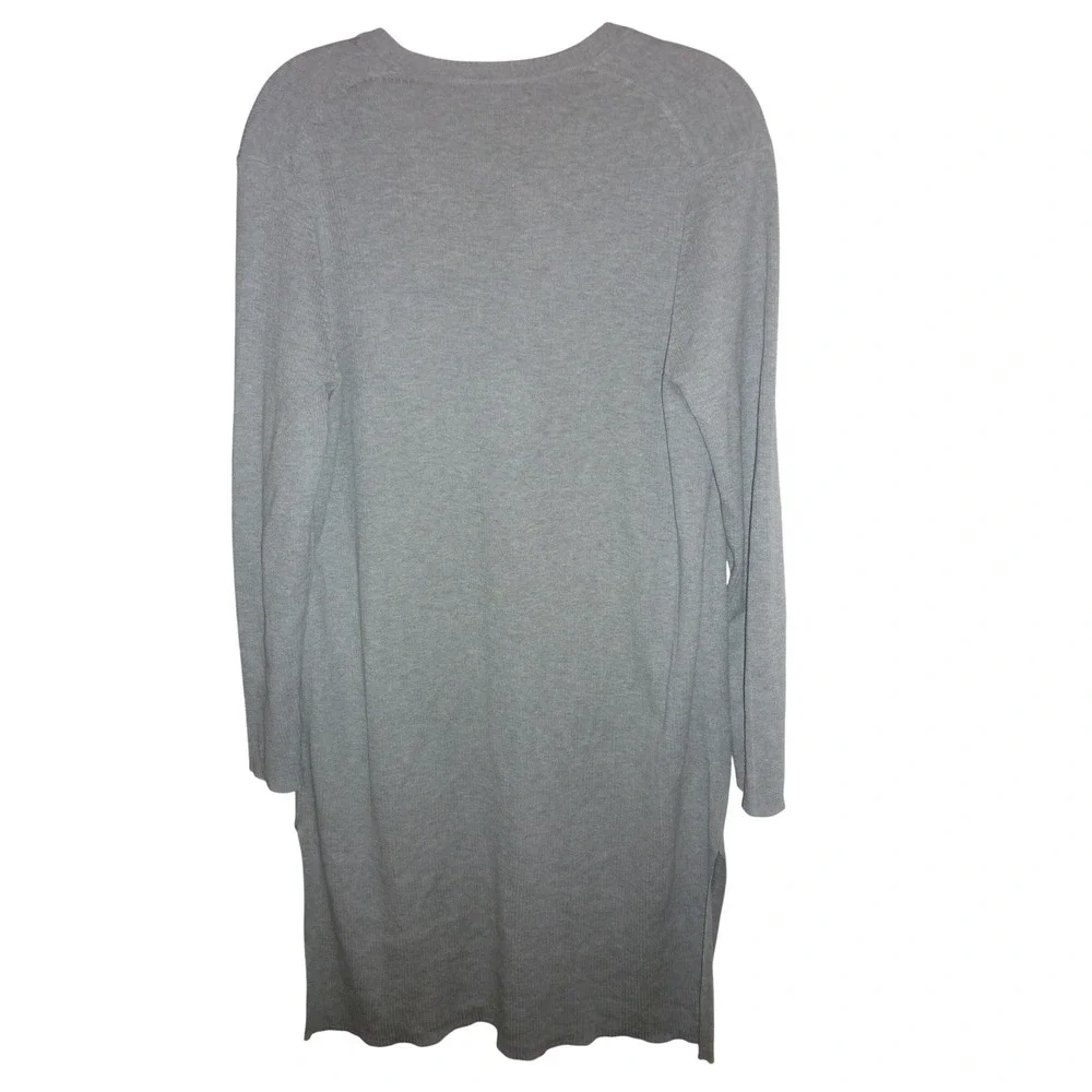 J.‎ Jill Gray Cotton Silk Blend Longline Button Front Cardigan Sweater Womens M